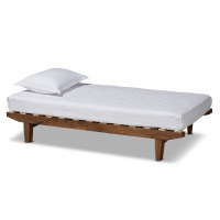 Baxton Studio MG0036-Walnut-Extension Bed Hiro Modern and Contemporary Walnut Finished Wood Expandable Twin Size to King Size Bed Frame